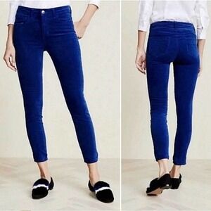 L'AGENCE Size 25 Margot High Rise Skinny Velvet Jeans Royal Blue Pants